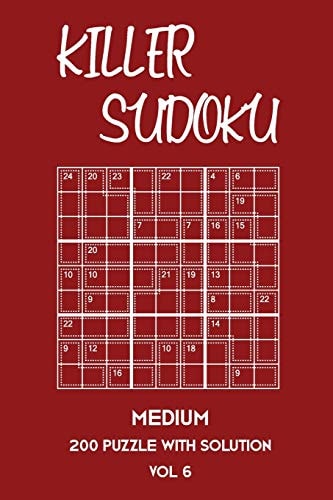 Killer Sudoku Medium 200 Puzzle With Solution Vol 6 9x9, Advanced Sumoku Puzzle Book, 2 Puzzles Per Page