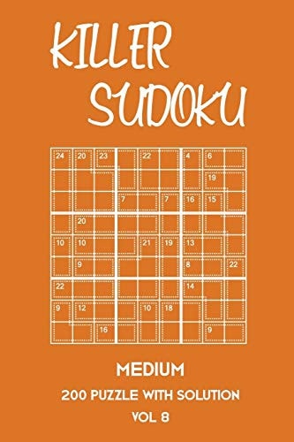Killer Sudoku Medium 200 Puzzle With Solution Vol 8 9x9, Advanced Sumoku Puzzle Book, 2 Puzzles Per Page