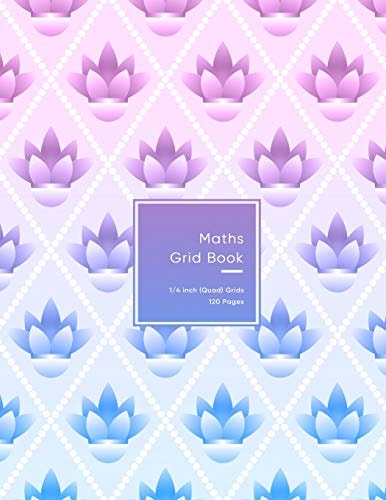 Maths Grid Book 4 Squares Per Inch Quad Size Graph Paper Grid Book for Students Or Mathematician - Pink and Purple Flower Pattern for Teenage Girls