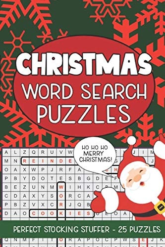 Christmas Word Search Puzzles Seek and Find Word Circle Puzzle Book Holiday Seasonal Activity Book for Kids and Adults