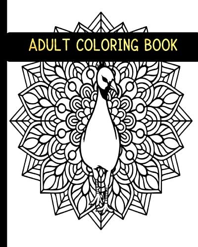 Adult Coloring Book 50 Plus Unique Animals and Flower Stress Relief Mandala Arts Designs on Single-Sided Paper to Color for Mind Relaxation Therapy