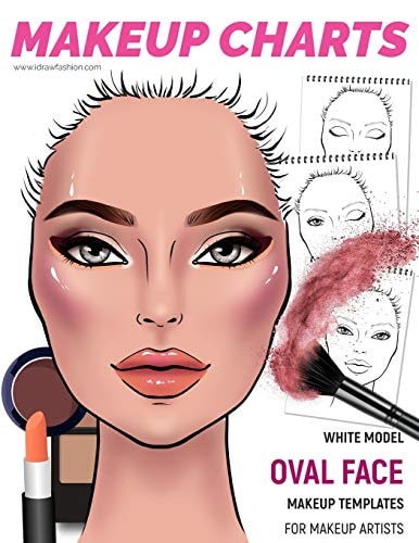 Makeup Charts -Makeup Templates for Makeup Artists White Model - OVAL Face Shape