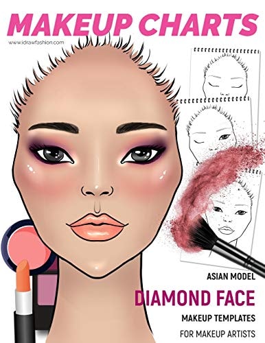 Makeup Charts - Face Charts for Makeup Artists Asian Model -Diamond Face Shape