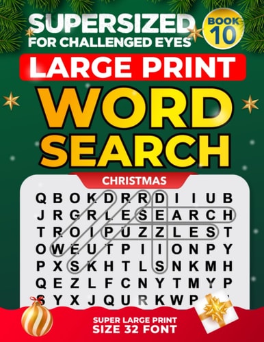 SUPERSIZED FOR CHALLENGED EYES, The Christmas Book Super Large Print Word Search Puzzles