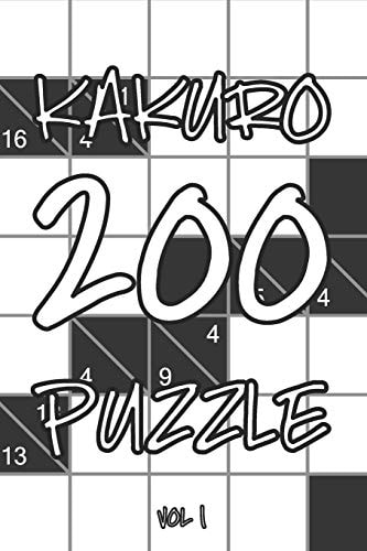 Kakuro 200 Puzzle Vol1 Cross Sums Logic Puzzle Book, Hard,10x10, 2 Puzzles Per Page