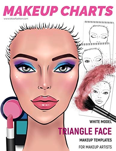 Makeup Charts - Face Charts for Makeup Artists White Model - TRIANGLE Face Shape
