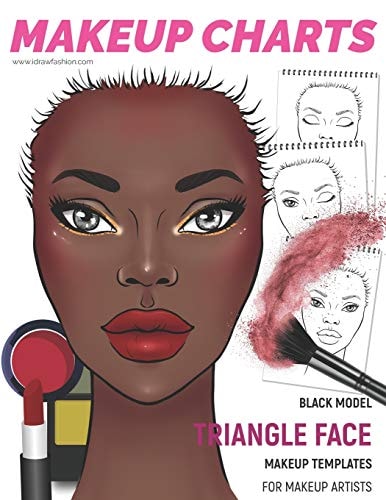 Makeup Charts - Face Charts for Makeup Artists Black Model - TRIANGLE Face Shape