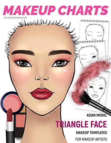Makeup Charts - Face Charts for Makeup Artists Asian Model - TRIANGLE Face Shape