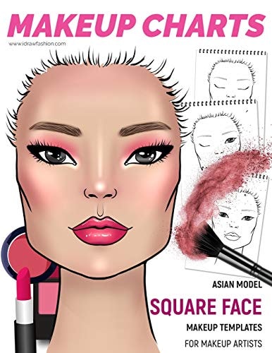 Makeup Charts - Face Charts for Makeup Artists Asian Model - SQUARE Face Shape