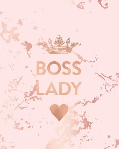 Boss Lady Inspirational Quote Notebook, Trendy Pink Marble and Rose Gold - 8 X 10, 120 Wide Ruled Pages