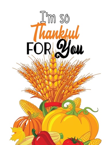 I'm So Thankful for You Thanksgiving Holiday Coloring Pages, Fall Coloring Pages, Stress Relieving Autumn Coloring Pages, Holiday Gift For Girls And Boys Of All Ages, Thanksgiving Holiday Designs (Cards Alternative)