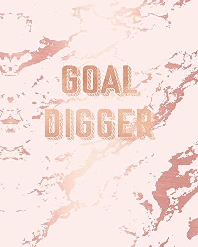 Goal Digger Inspirational Quote Notebook, Light Purple Marble and Rose Gold 8 X 10, 120 College Ruled Pages