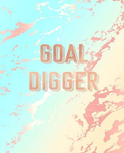 Goal Digger Inspirational Quote Notebook, Deep Blue and Pastel Marble and Rose Gold - 7. 5 X 9. 25, 120 College Ruled Pages