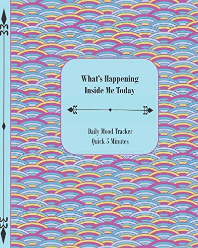 What's Happening Inside Me Today Quick 5 Minutes Daily Mood Tracker 8 X 10 - 180 Pages Rainbow Pink and Blue Cover