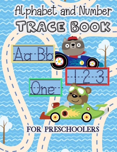 Alphabet And Number Trace Book Learn to Print Race Car Workbook For Kids