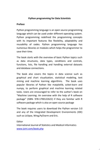 Python programming for Data Scientists