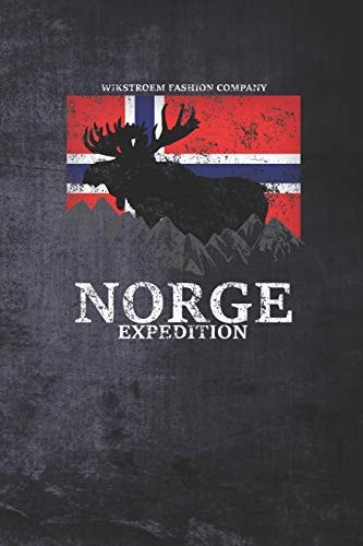 Wikstroem - Notes Norway Flag Moose Mountains Norge Expedition Used Look - Notebook 6x9 Dot Grid