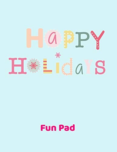 Happy Holidays Fun Pad 8. 5x11 Oversized Fun Pad with Tic Tac Toe, Dot Game, Hangman, Sketch Pad Christmas Gift