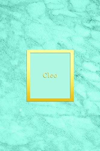 Cleo Custom Dot Grid Diary for Girls - Cute Personalised Gold and Marble Diaries for Women - Sentimental Keepsake Notebook Idea - Bright Blue Aqua Teal Color
