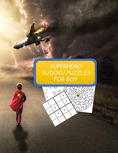 Superhero Sudoku Puzzles for Boy Sudoku, Maze Math Puzzles and Dot to Dot