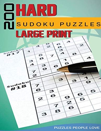 200 Hard Sudoku Puzzles LARGE Print Challenging Sudoku Games With Solutions, Big Format, Great for Seniors, Hours of Enjoyment, Large 8.5"x 11"size,252 Pages, Paperback