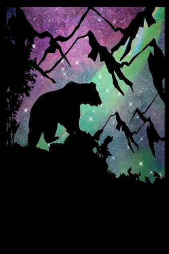 Bear in Mountain Range With Aurora Borealis