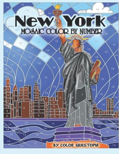 New York Mosaic Color By Number Coloring Book for Adults