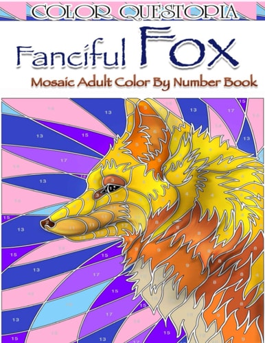 Fanciful Fox Mosaic Color By Number Book Adult Coloring Book for Stress Relief and Relaxation