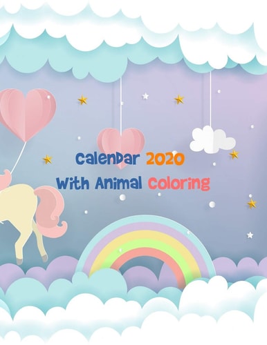 Calendar 2020 With Animal Coloring Calendar and Coloring Activity Books, Animal Set for Kids Ages 4-8 to Over with Pencils Or Crayons, Size 8.5 X 11 Inches