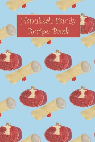 Hanukkah Family Recipe Book Simple Blue Pomegranates Personal Write-In Cookbook