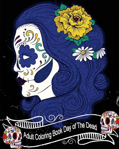 Adult Coloring Book Day of The Dead Gorgeous Skull Drawings 50 High Quality Designs (Perfect for Skull Lovers) (Black Marble Soft Cover)