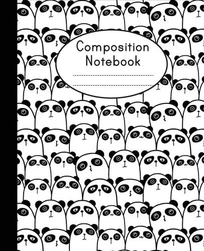 Composition Notebook Cute Panda Pattern - College Ruled - Notebook For Kids, School Notebook