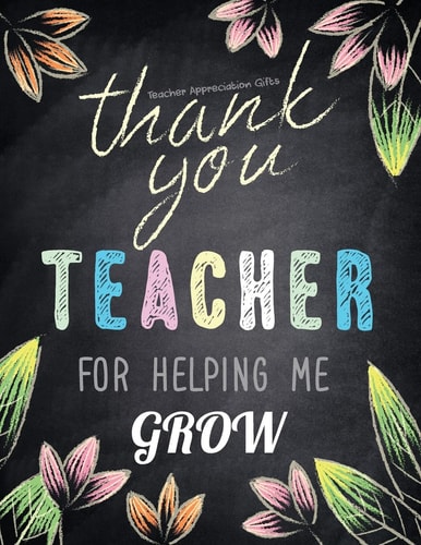 Teacher Appreciation Gifts - Thank You Teacher For Helping Me Grow Special Teacher Gift For Thank You - End Of Year - Birthday - Appreciation - Retirement