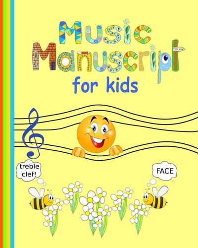 Music Manuscript Great for Kids | 8 Large Staves Per Page| 46 Pages