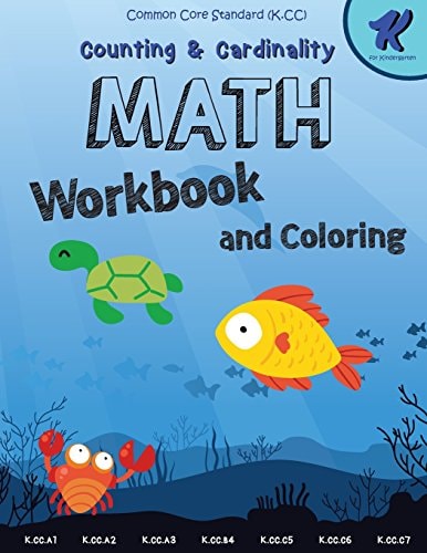 Math Workbook Kindergarten Counting and Cardinaliry, Common Core Math Kindergarten, 8.5"x11" Sized, 102 Pages, Matte Cover Designed