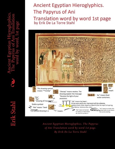 Ancient Egyptian Hieroglyphics.The Papyrus of Ani Translation Word by Word, 1st Page Ancient Egyptian Hieroglyphics. The Papyrus of Ani Translation Word by Word 1st Page