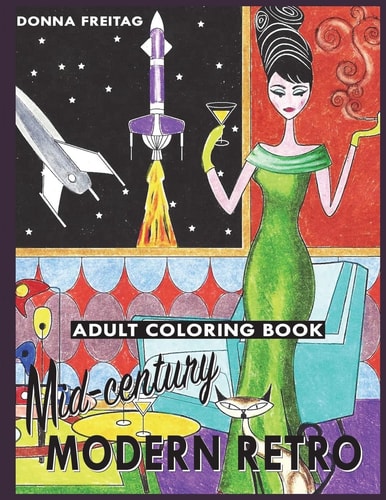 Mid-Century Modern Retro Adult Coloring Book