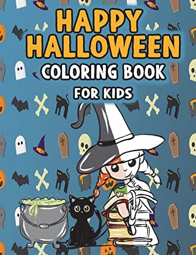 Happy Halloween Coloring Book for Kids Super Cute Kawaii Autumn Fantasy Art with Witches, Cats, Zombies, Skulls, Owls, Vampires, Monsters, and More Chibi Coloring Pages for Halloween