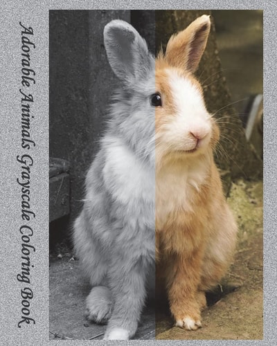 Adorable Animals Grayscale Coloring Book Stunning Grayscale Images, (Perfect For Beginners And Animal Lovers)