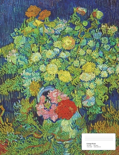 Vintage Flower Painting on Blue