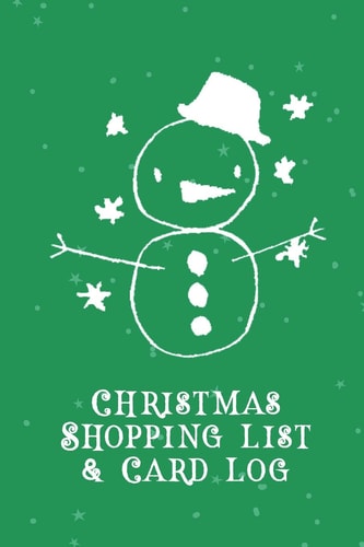 Christmas Shopping List + Card Log Green Snowman