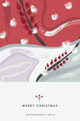 Christmas Shopping List + Card Log Red Berry Snow