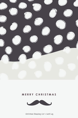 Christmas Shopping List + Card Log Mustache Black + White Dots
