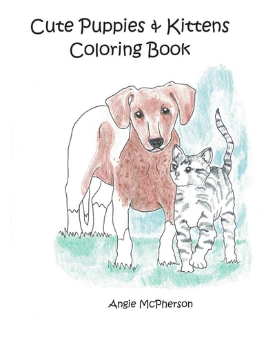 Cute Puppies and Kittens Coloring Book