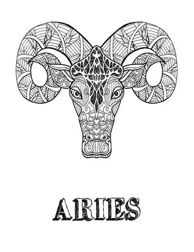 Aries Coloring Book With Three Different Styles of All Twelve Zodiac Including Symbols, Signs and Patterns. 36 Coloring Pages. 8.5 X 11