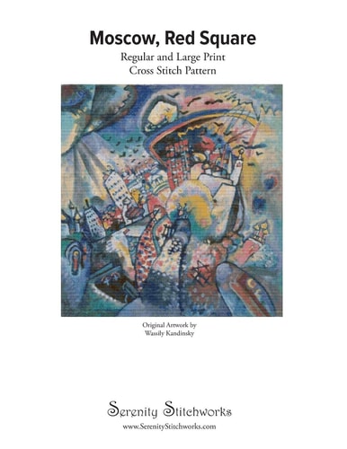Moscow, Red Square Cross Stitch Pattern - Wassily Kandinsky Regular and Large Print Cross Stitch Pattern