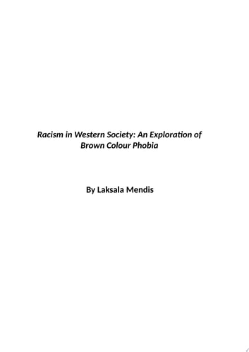 Racism in Western Society: An Exploration of Brown Colour Phobia