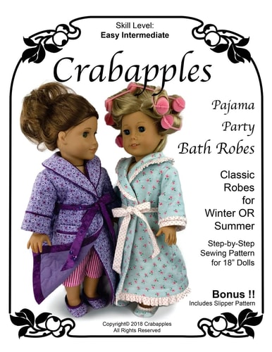 Pajama Party Bathrobe and Slippers Fully Illustrated Sewing Pattern with Full Size Pattern Pieces for 18" Dolls