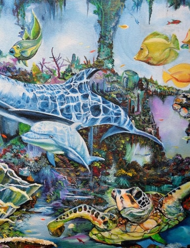 Under The Sea Fishes, Turtle, Seaweed, Artwork, Painting, Story Book,