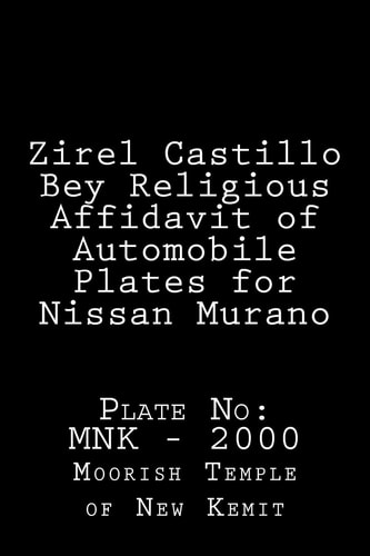 Zirel Castillo Bey Religious Affidavit of Automobile Plates for Nissan Murano Plate No: MNK - 2000